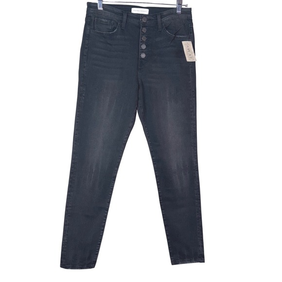 Flying Monkey Denim - Flying Monkey Women's Black High Rise Button Fly Skinny Jeans Size 29